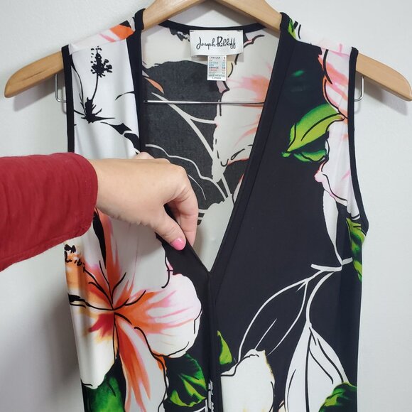 JOSEPH RIBKOFF Floral Sleeveless Dress Asymmetric Handkerchief Hem Women's 8 - Picture 3 of 12